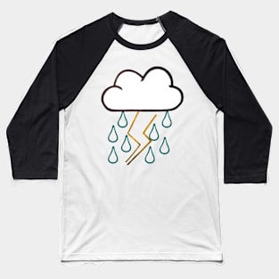 Colored Rainy and Stormy Cloud Design (Turquoise Blue) Baseball T-Shirt